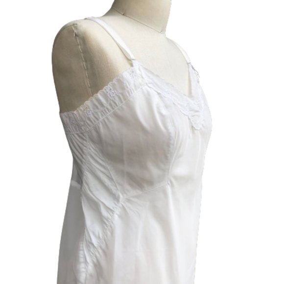 Vintage 50s BARBIZON Contura Tafredda Full Slip Dress Lingerie White Size 15 S/M - Picture 5 of 14